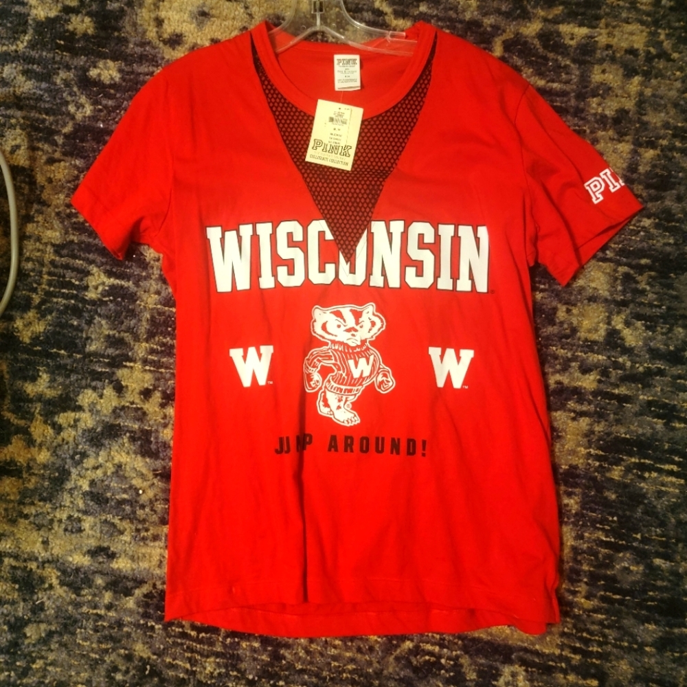 Victoria's Secret PINK Wisconsin Badger vented Shirt NEW